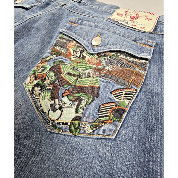 RARE VINTAGE TRUE RELIGION JOEY JEANS MEN'S 38x32 SAMURAI EMBROIDERED Y2K USA - Picture 13 of 16